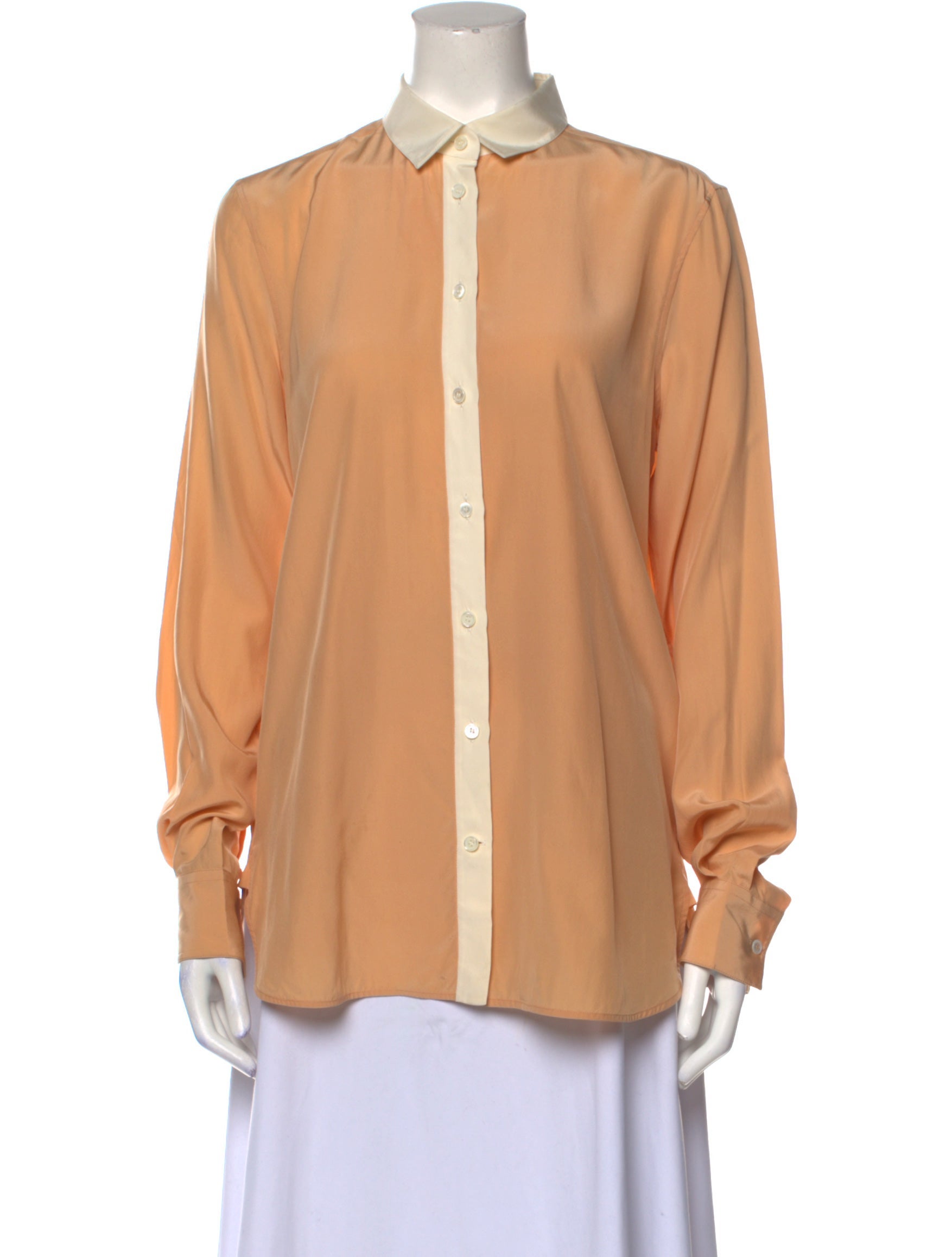 Celine Silk Long Sleeve Button-Up Top
