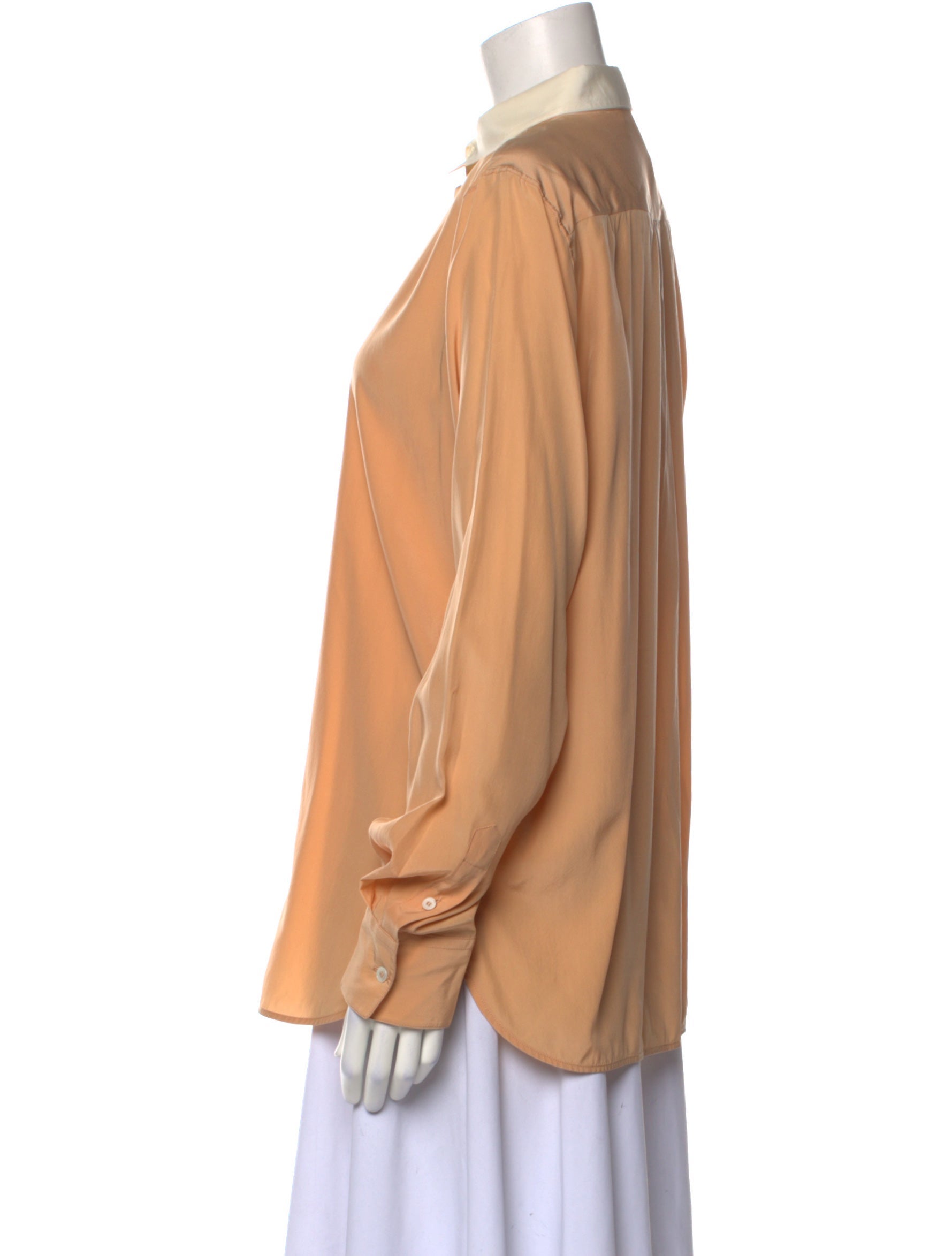 Celine Silk Long Sleeve Button-Up Top
