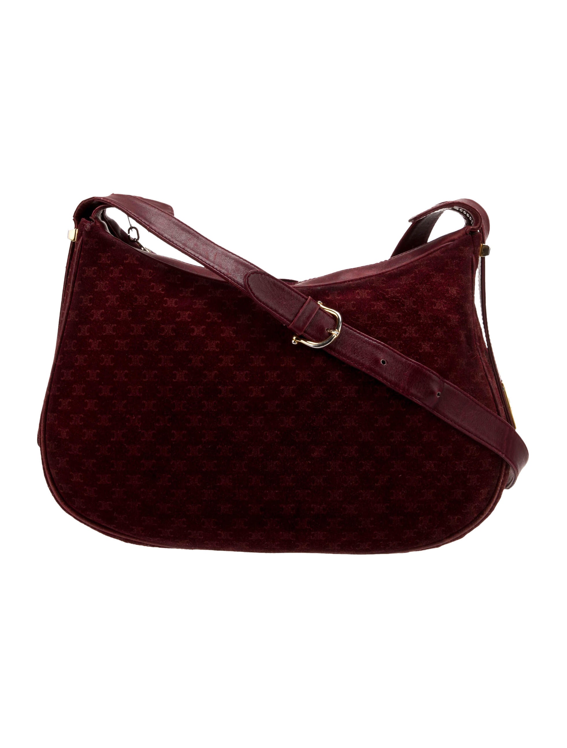 Celine Vintage Suede Macadam Shoulder Bag Red Shoulder Bags, Handbags