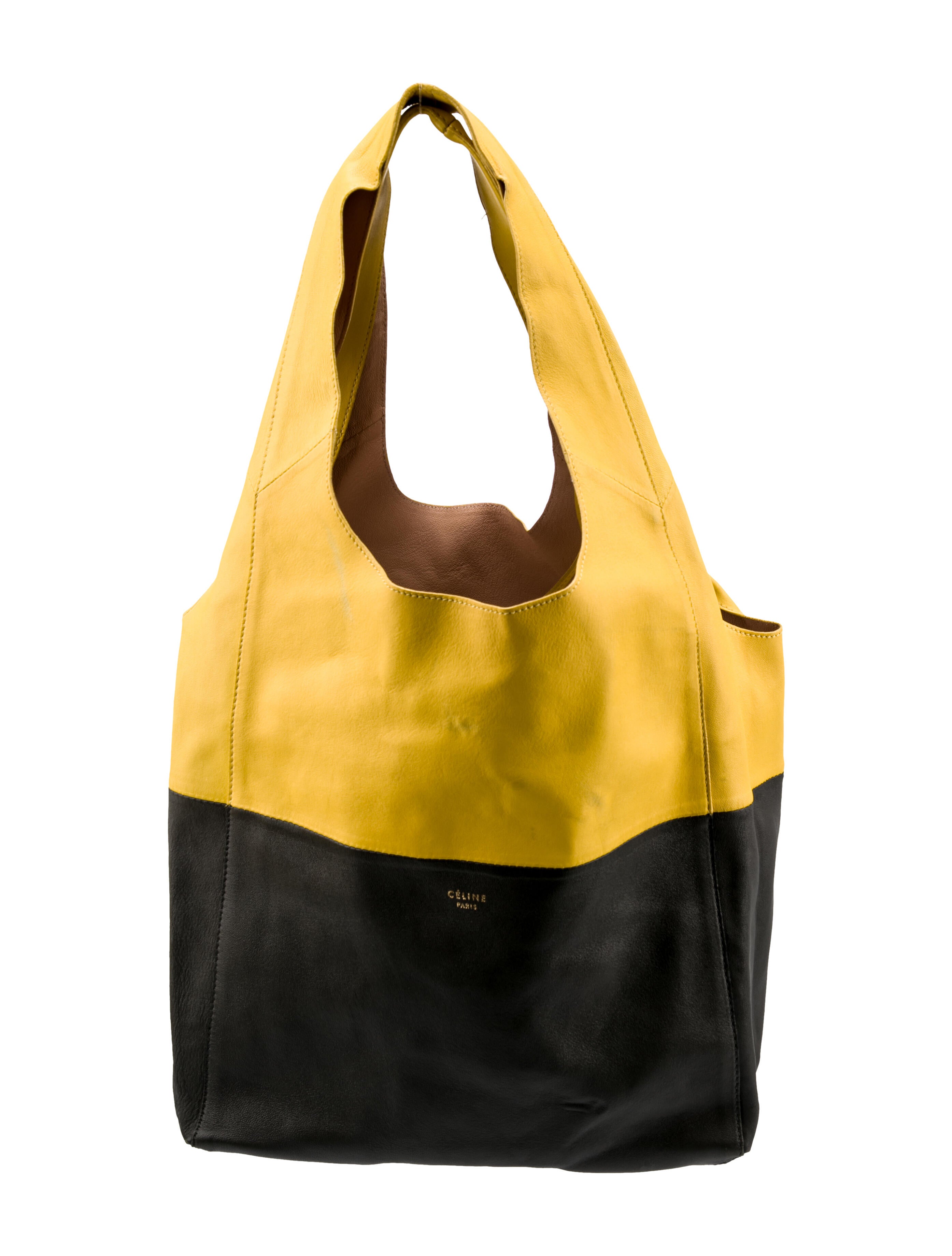 Celine Leather Shoulder Bag Yellow Shoulder Bags, Handbags