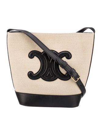 Celine Canvas Triomphe Small Bucket Bag