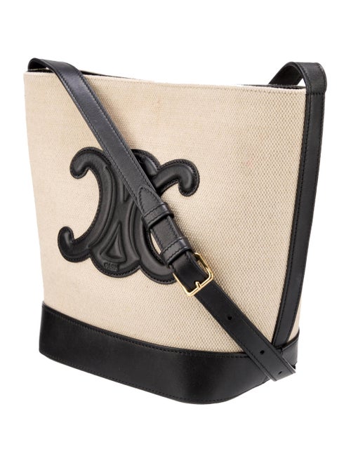 Celine Canvas Triomphe Small Bucket Bag