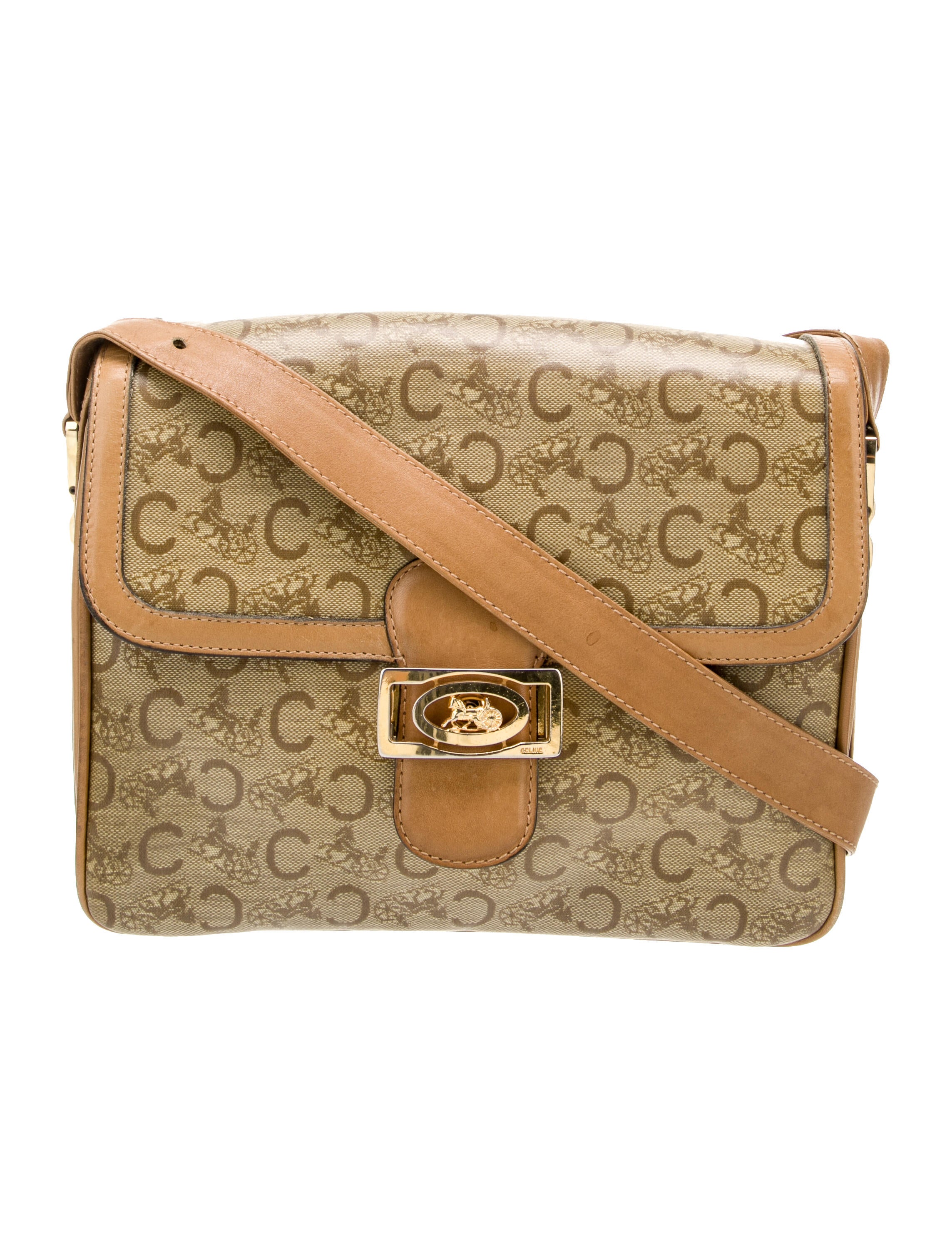 Celine Vintage C Monogram Shoulder Bag Neutrals Shoulder Bags