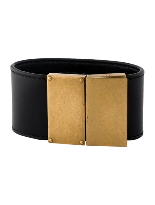 Celine Wide Leather Wrap Bracelet