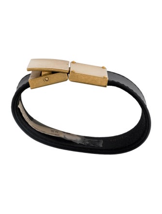 Celine Wide Leather Wrap Bracelet