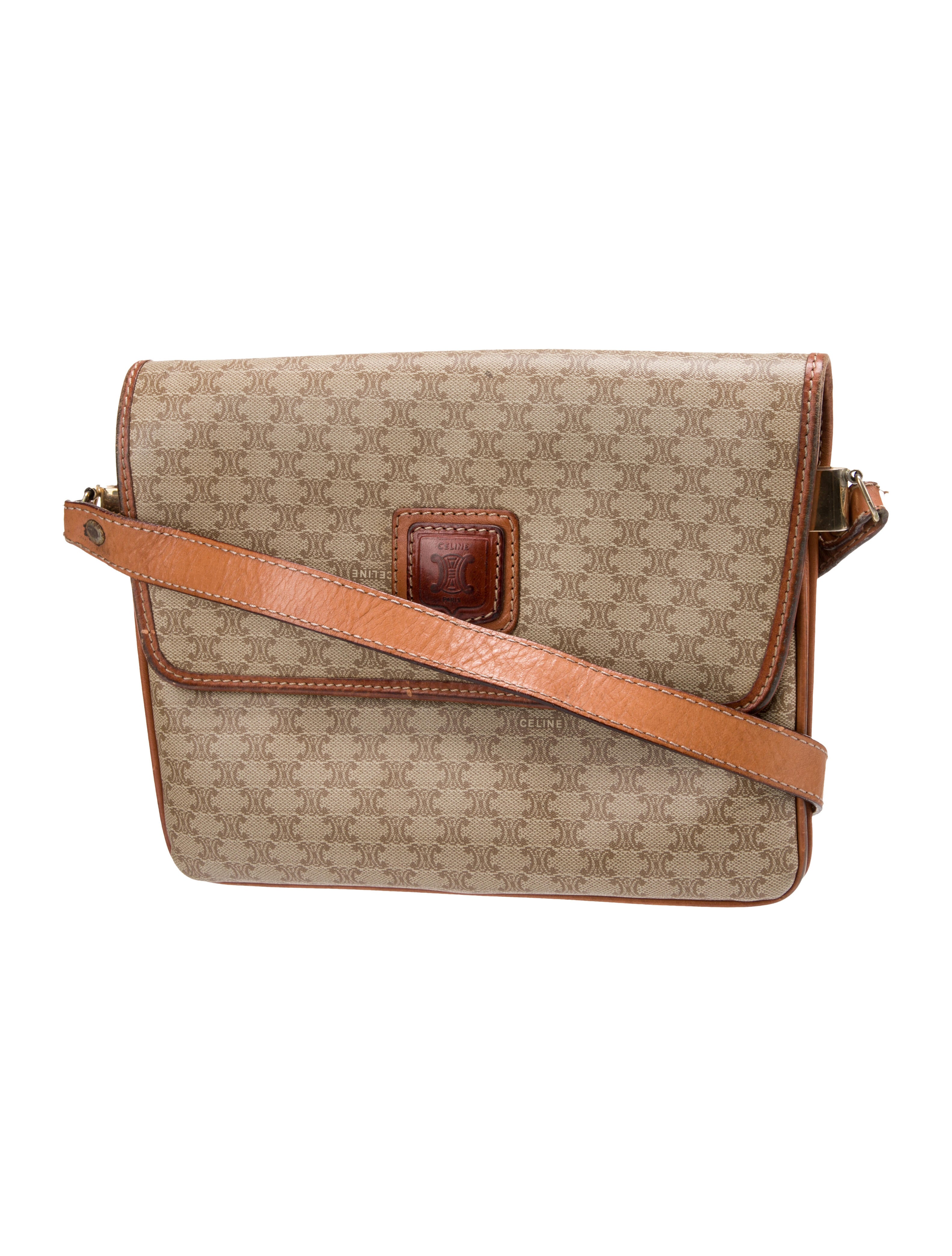 Celine Vintage Macadam Crossbody Neutrals Crossbody Bags, Handbags