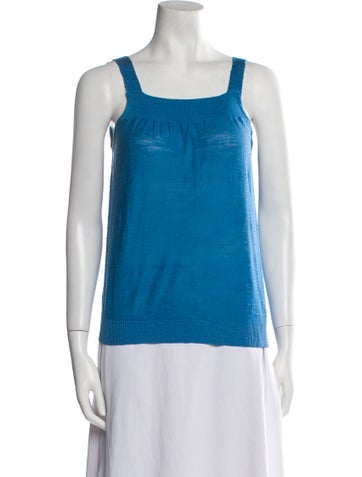 Celine Tops Silk Square Neckline Top L