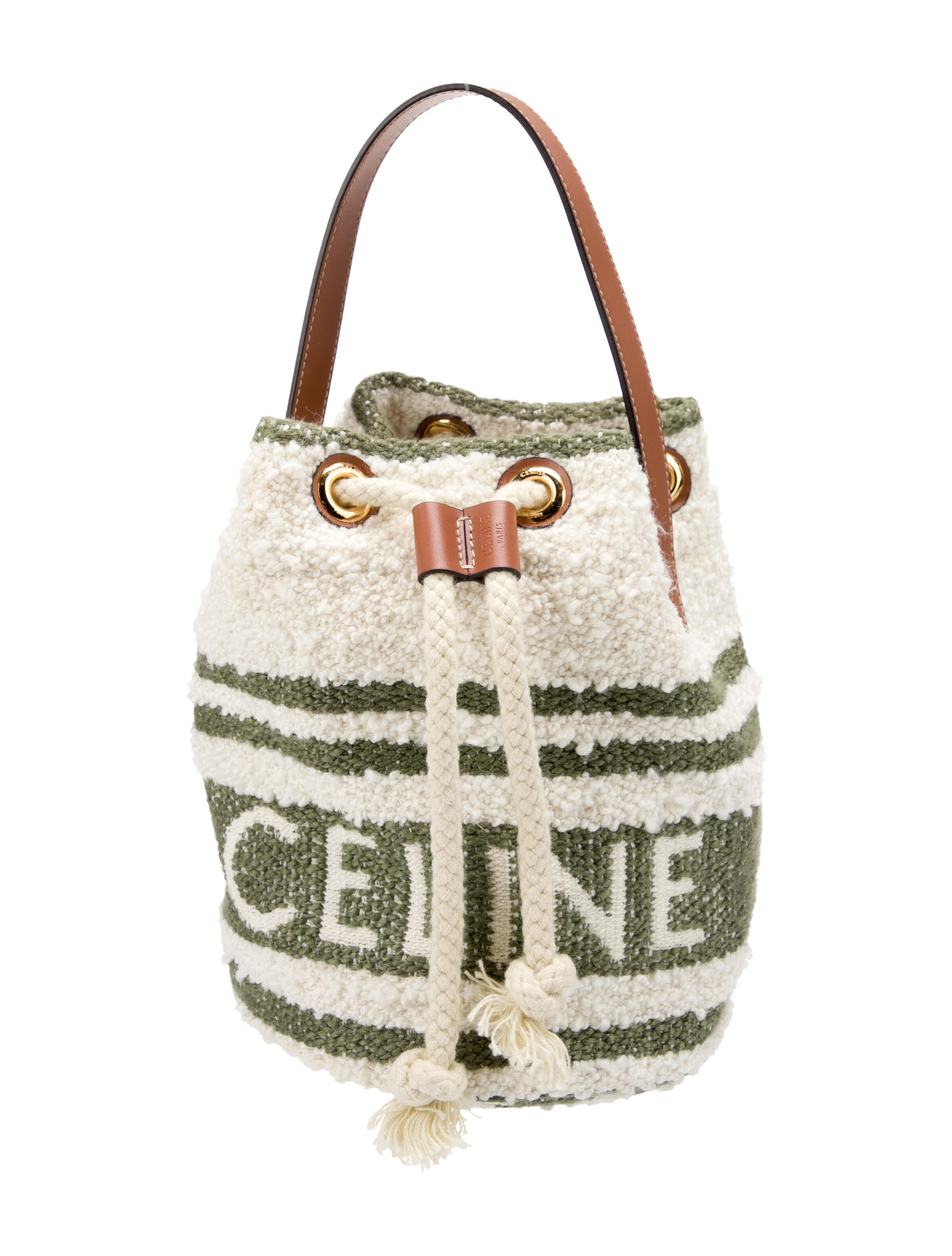 関税込 CELINE TEEN DRAWSTRING Handbag Celine Teen Drawstring Bag - Green Handle Bags, Handbags