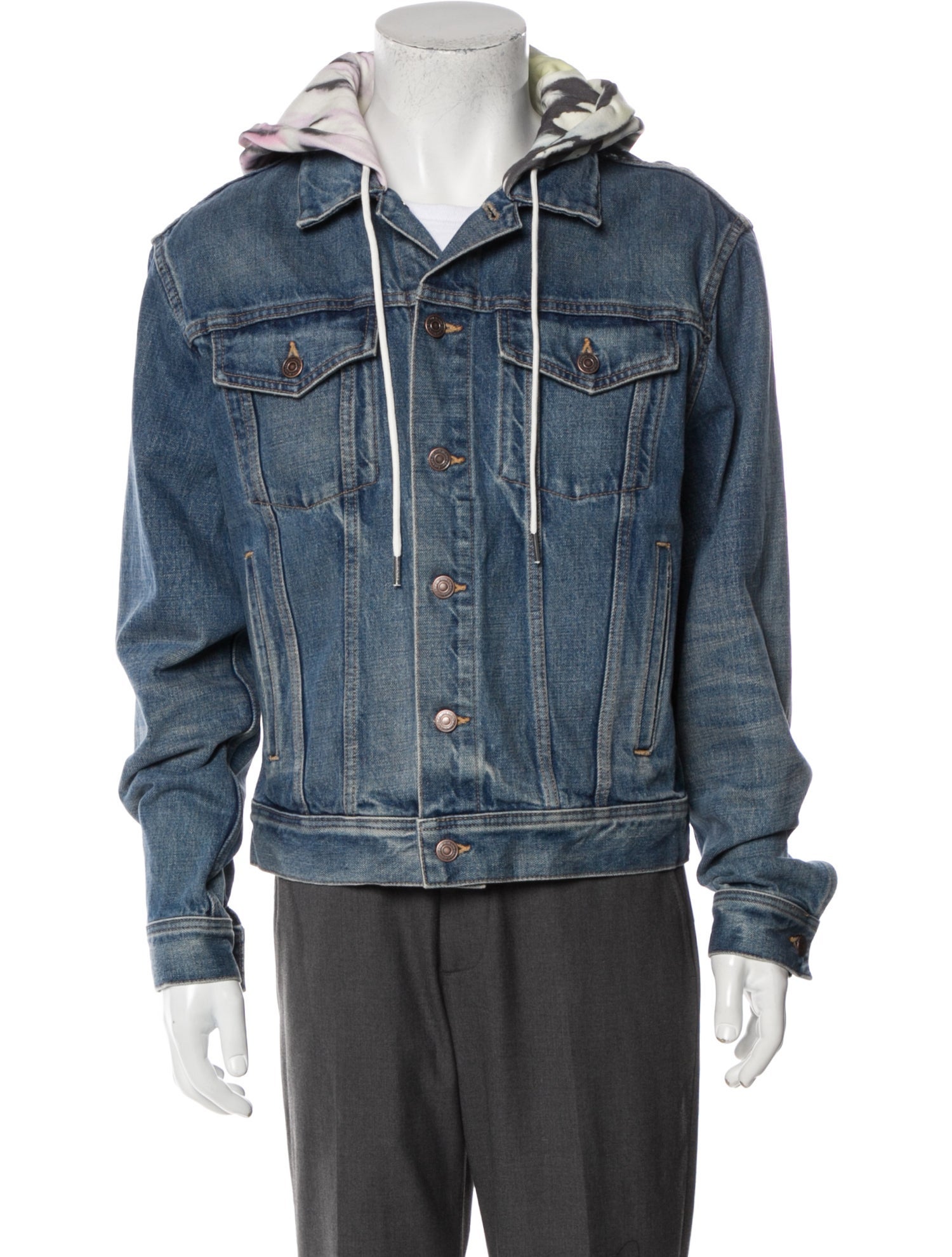 Celine Tie-Dye Print Denim Jacket w/ Tags - Blue Outerwear
