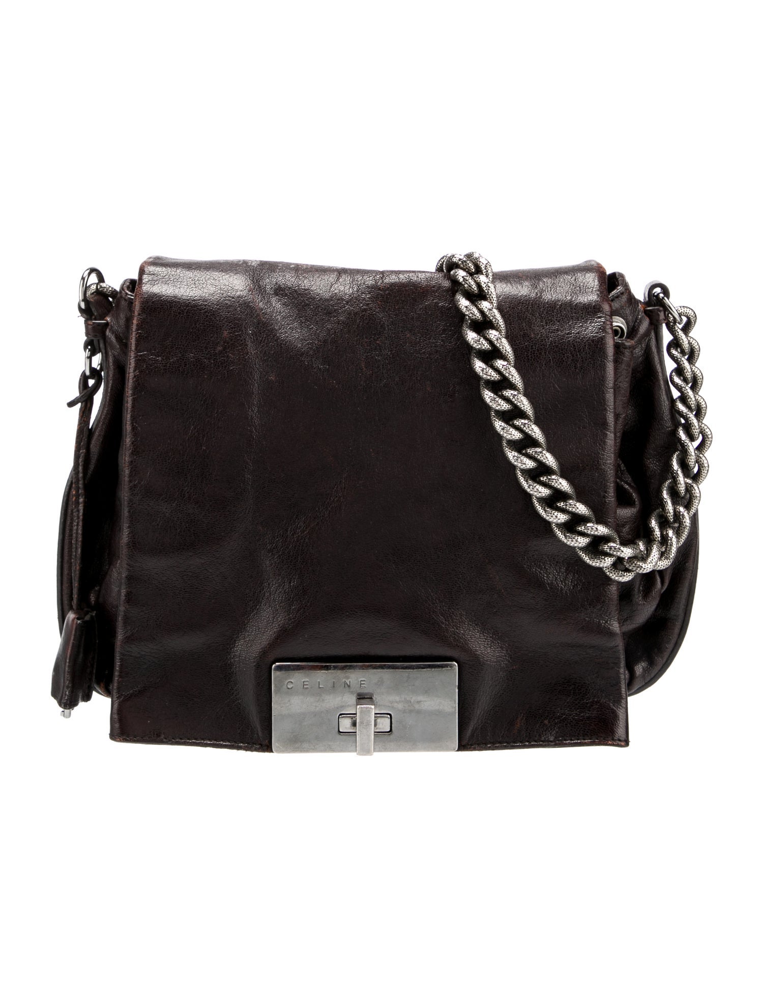 【おまけ付】 Celine Vintage Bags Shoulder Black - Bag Chain Flap Leather バッグ