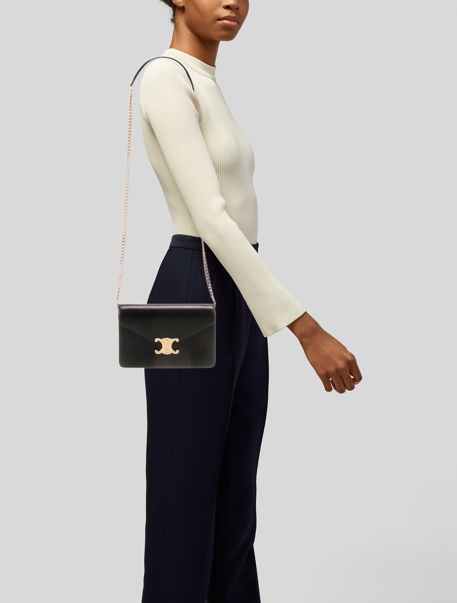 ショルダーバッグ・ポシェット Celine Margo Wallet On Chain WALLET ON CHAIN MARGO IN Shiny calfskin - BLACK | CELINE