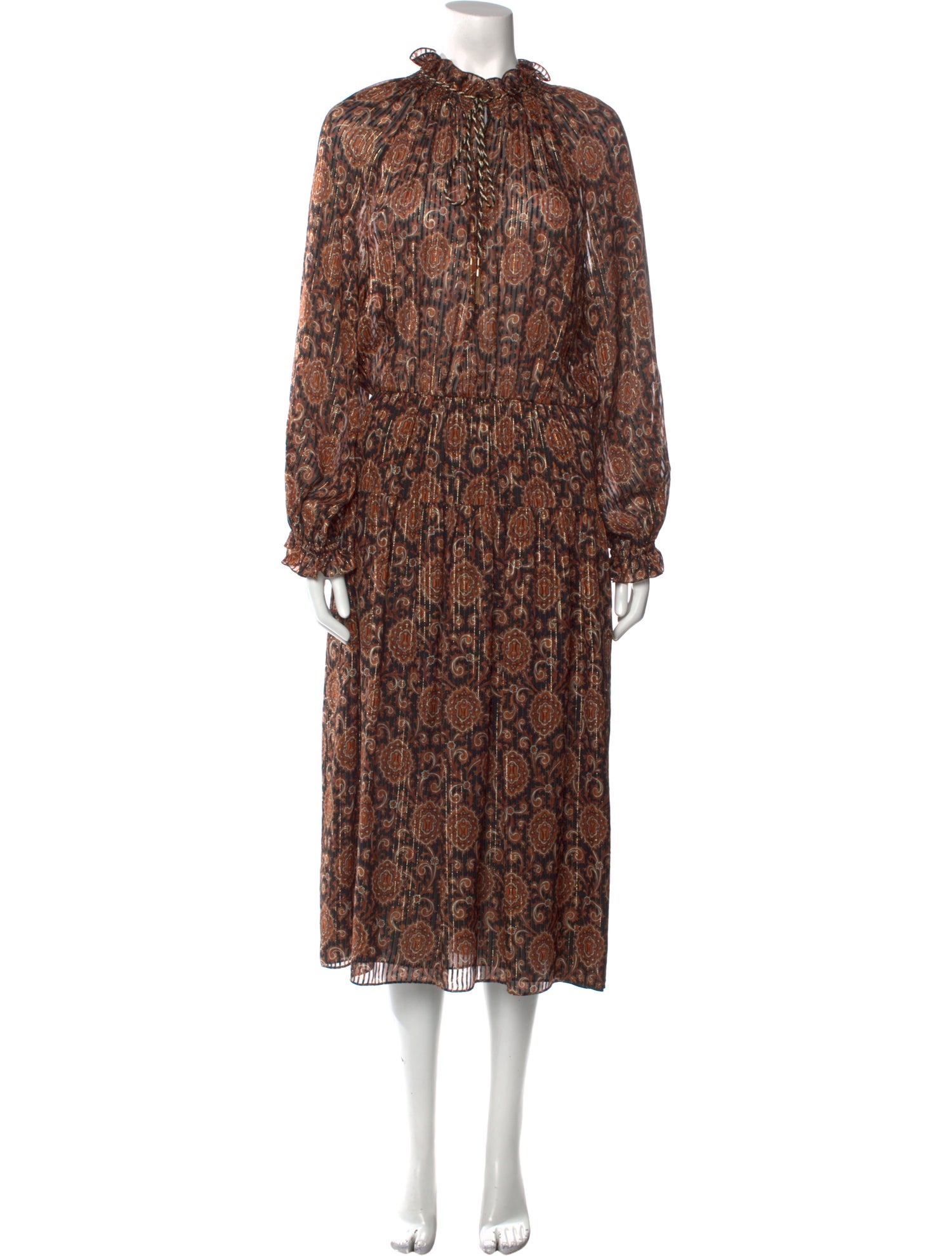 関税込 CELINE long dress in lame tiger silk LONG DRESS IN LAMÉ TIGER SILK - | CELINE