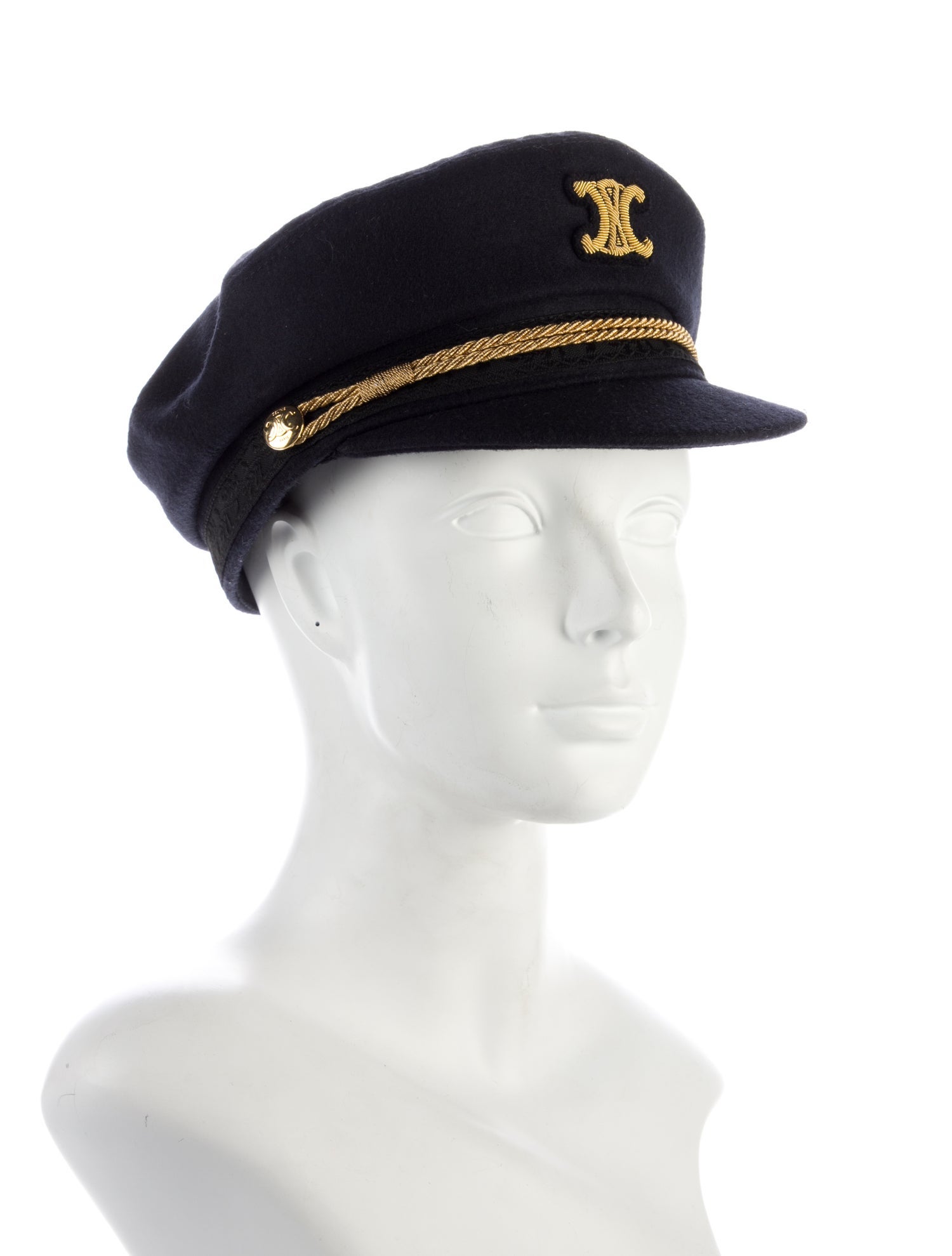 帽子 CELINE SAILER CAP Celine Wool Triomphe Sailor Cap - Black Hats, Accessories