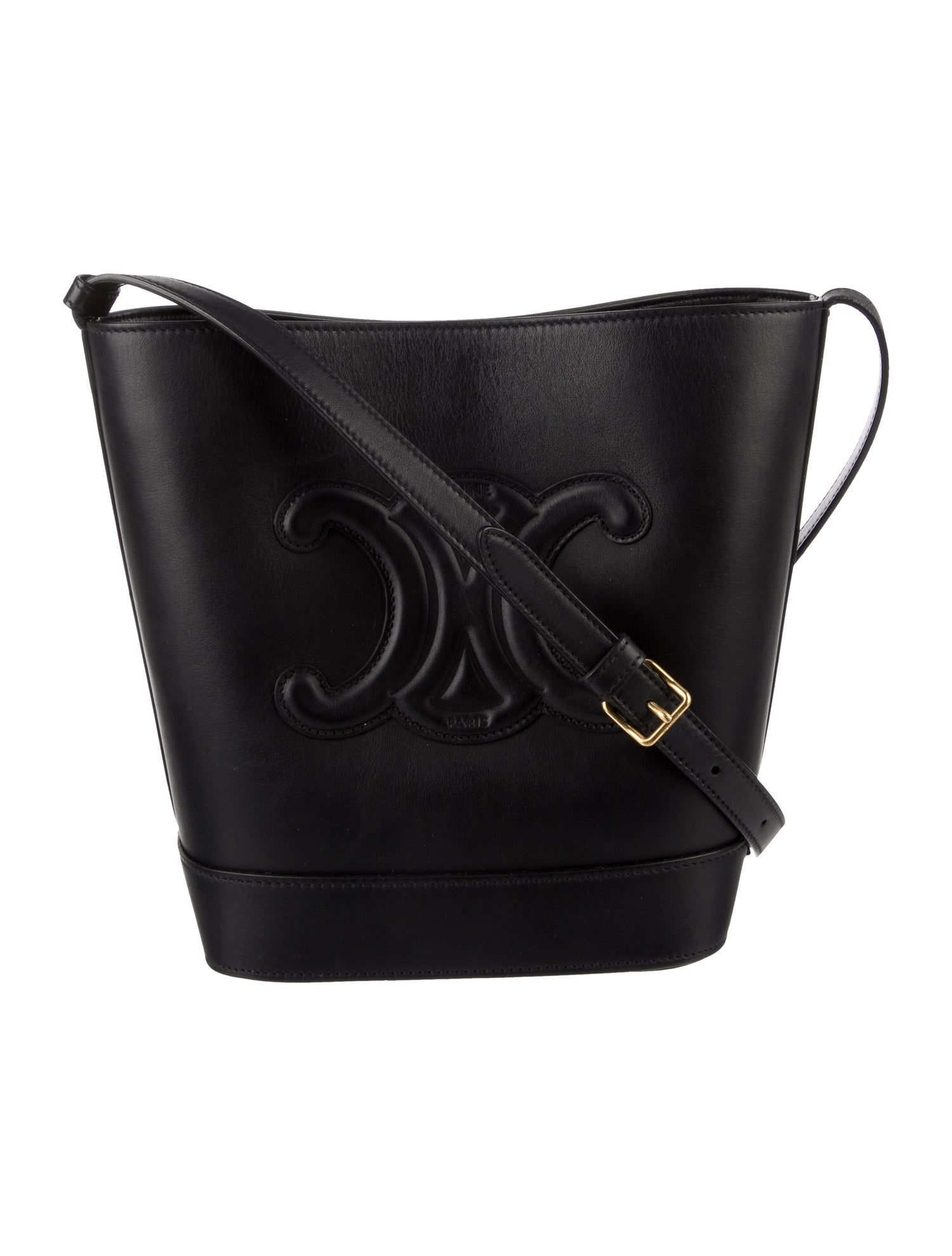 Celine 2022 Small Cuir Triomphe Bucket Bag - Black Bucket