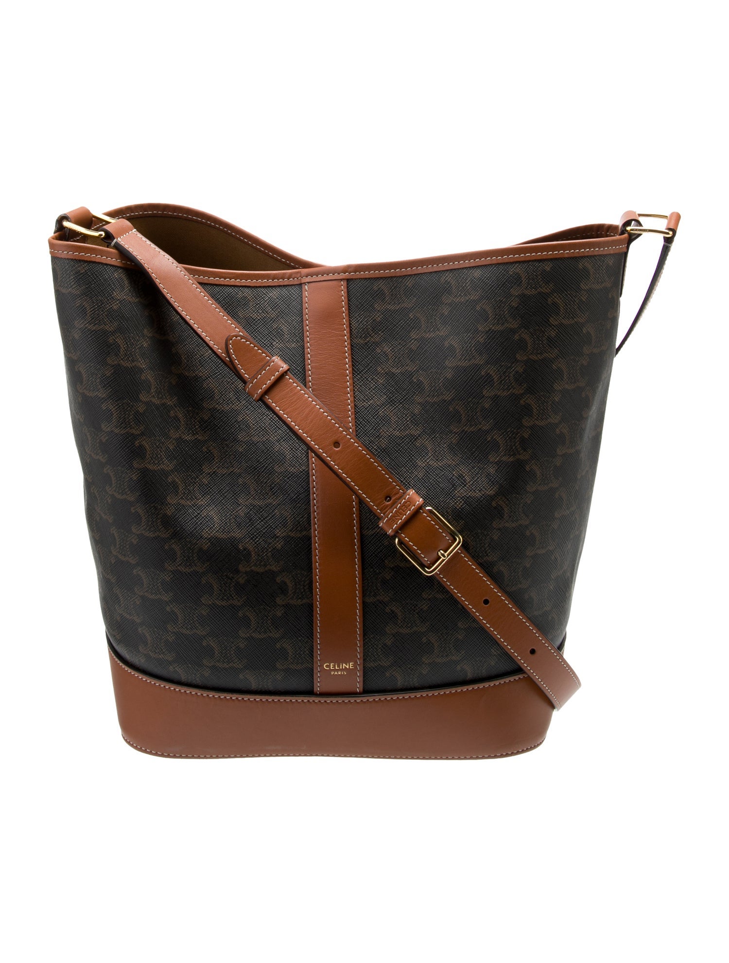 Celine Medium Triomphe Bucket Bag - Brown Bucket Bags
