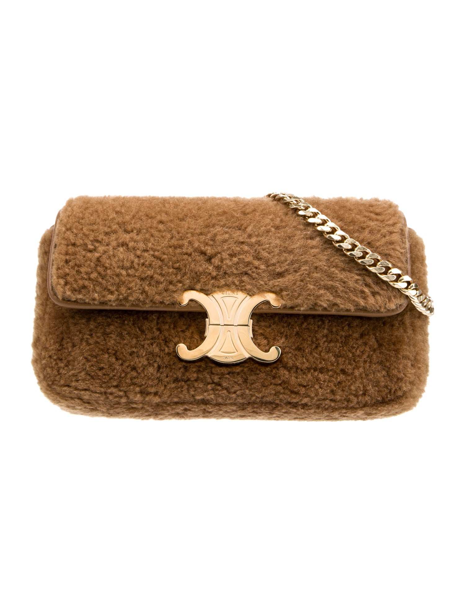 ハンドバッグ CELINE | CHAIN SHOULDER BAG CLAUDE IN SHEARLING SHOULDER BAG CLAUDE IN SHEARLING WITH TRIOMPHE EMBROIDERIES