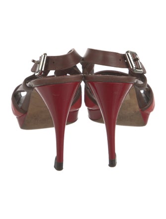 Celine Patent Leather Printed Slingback Sandals