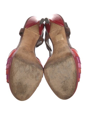 Celine Patent Leather Printed Slingback Sandals