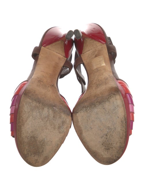 Celine Patent Leather Printed Slingback Sandals