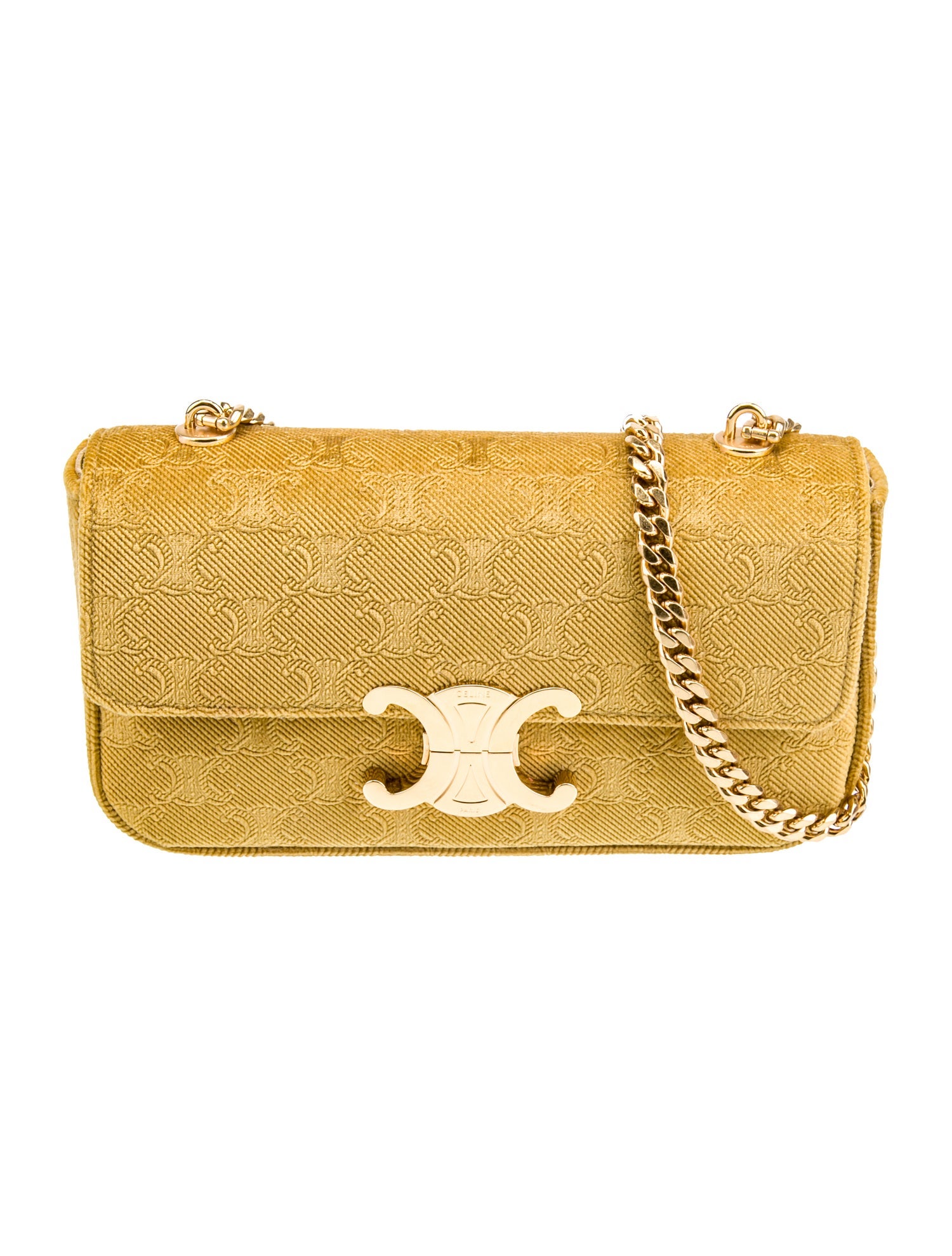 Celine 2023 Velvet Triomphe Claude Bag - Gold Shoulder Bags