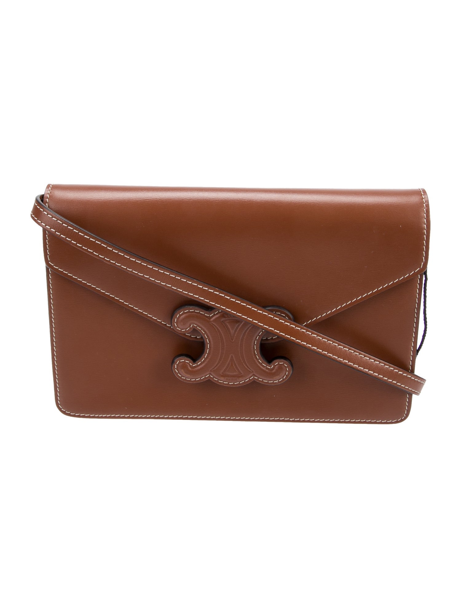 Celine 2023 Cuir Triomphe Wallet on Strap - Brown Crossbody