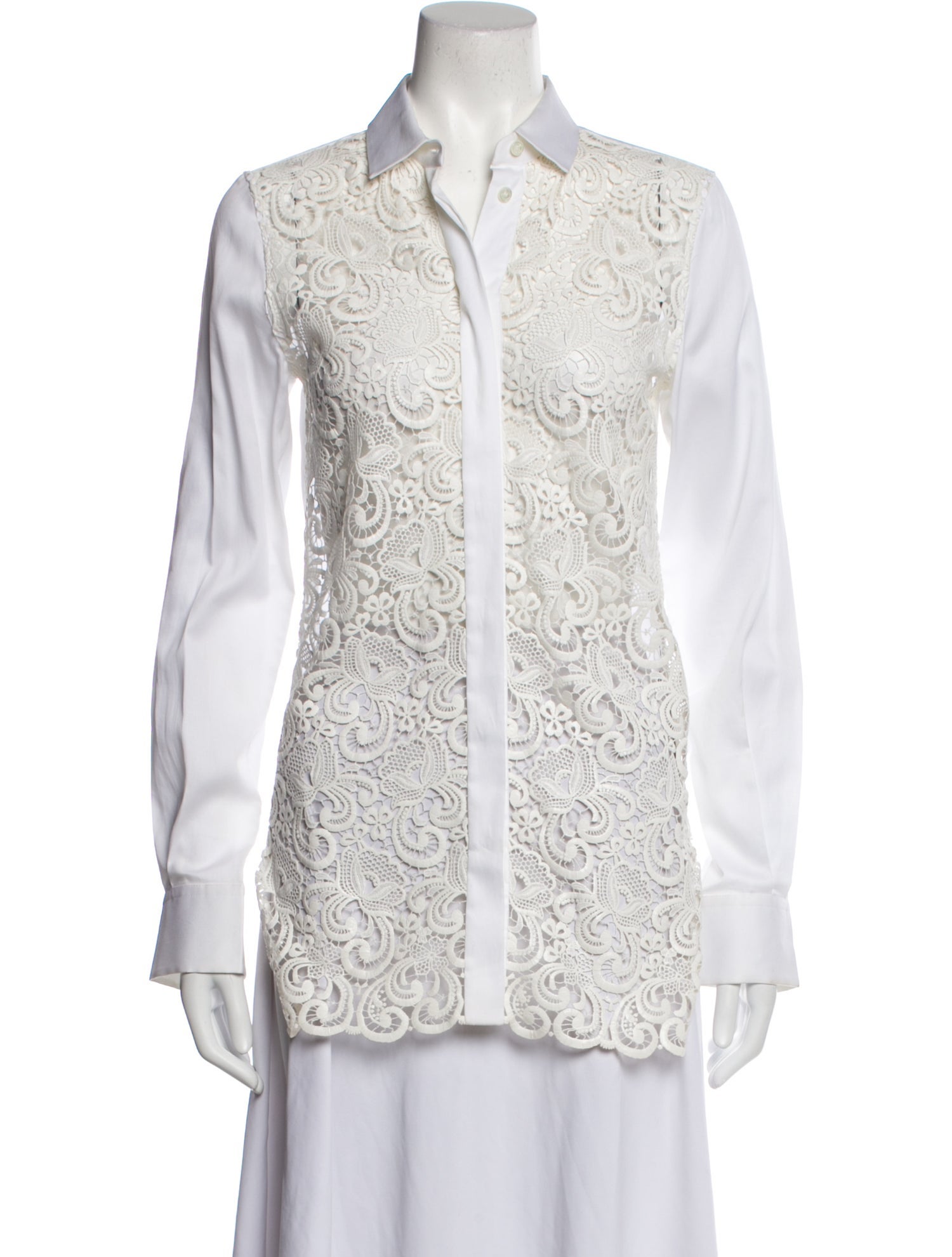 Celine Long Sleeve Button-Up Top - White Tops, Clothing - CEL299672 ...