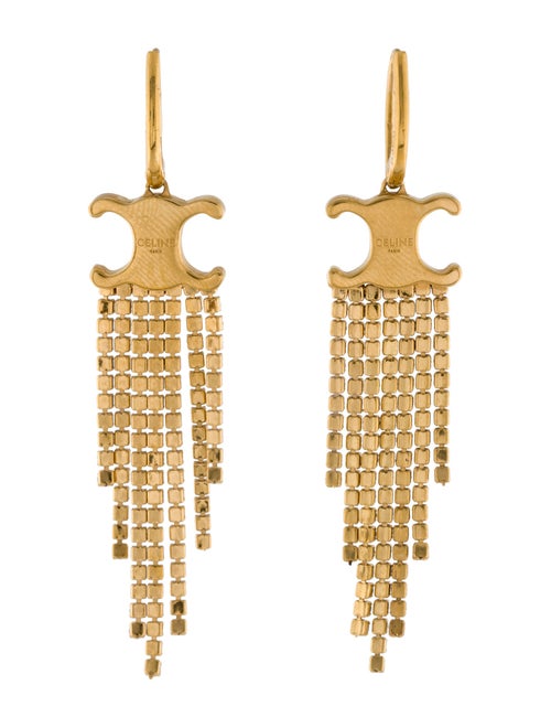 Celine Triomphe Crystal Fringe Drop Earrings