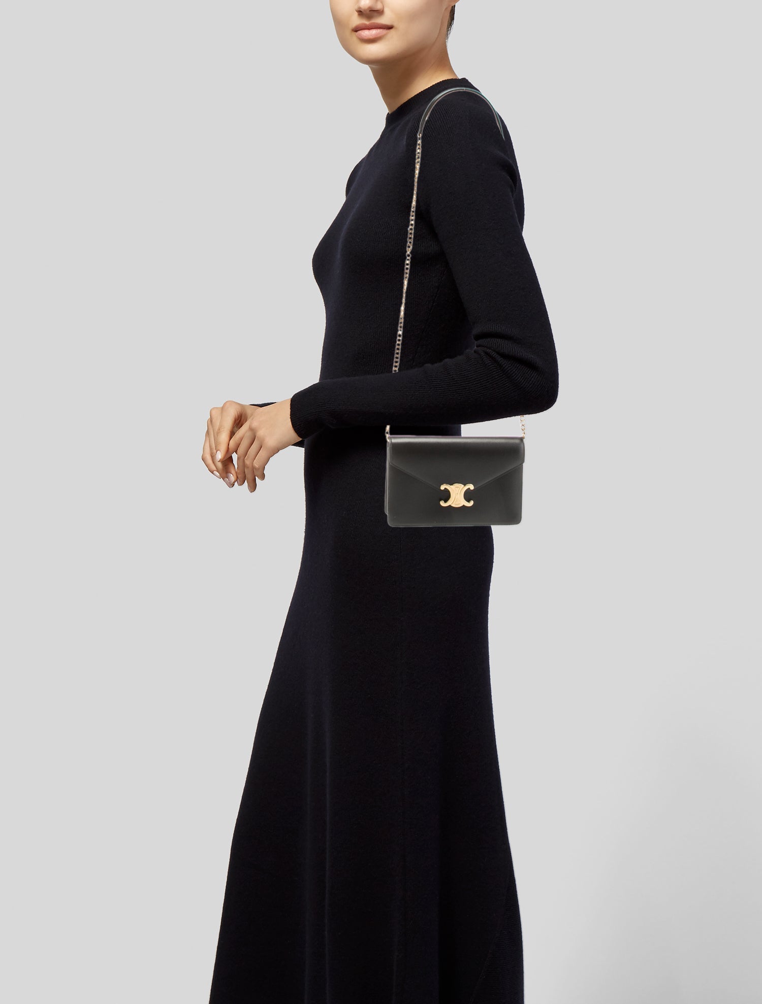 【CELINE】MARGO CHAIN SHOULDER BAG Celine 2023 Margo Wallet on Chain - Black Crossbody Bags