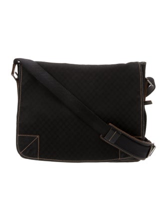 Celine Leather-Trimmed Macadam Messenger Bag