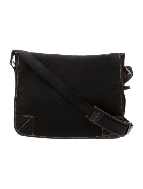 Celine Leather-Trimmed Macadam Messenger Bag