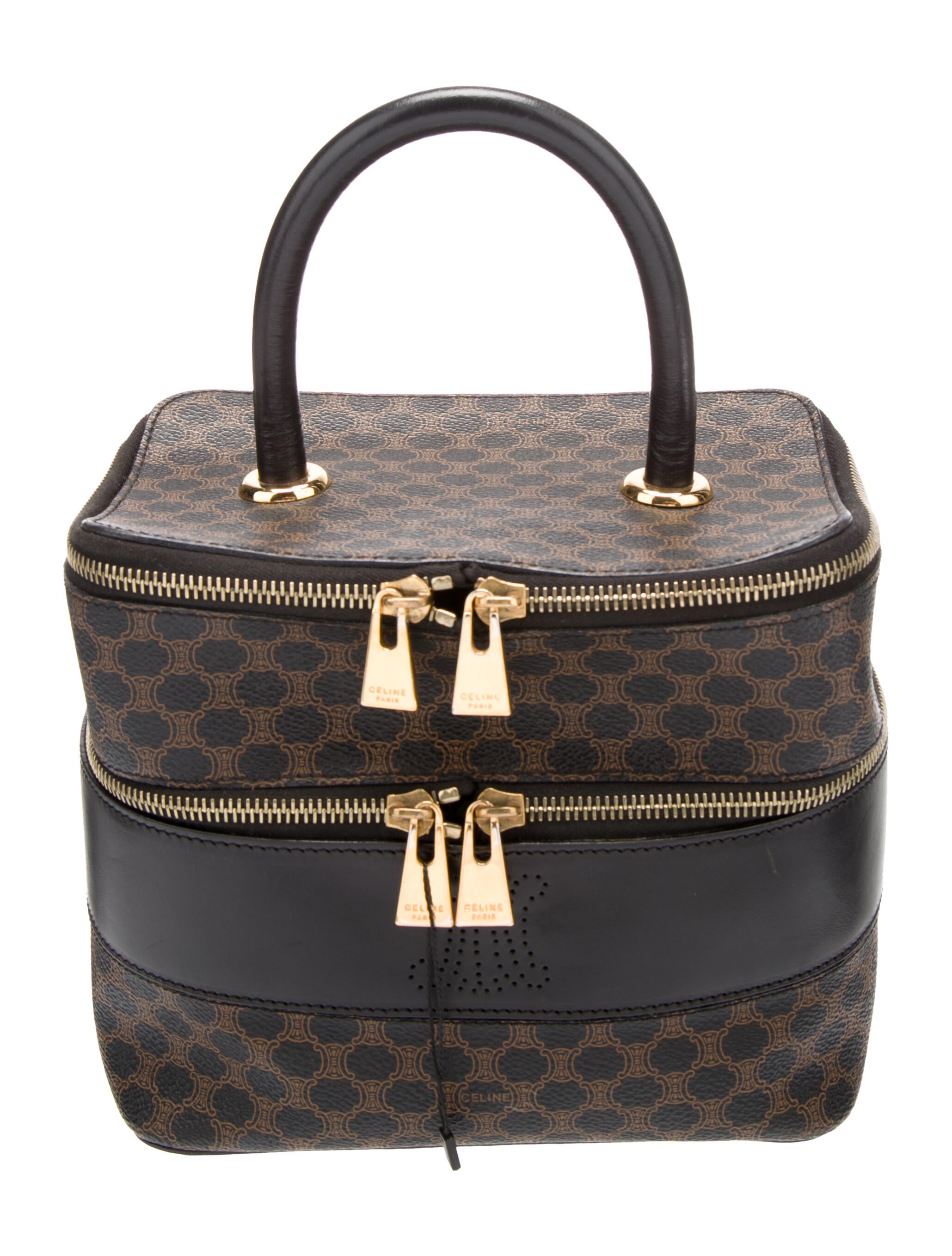 バッグ CELINE Macadam Vanity Pouch Bag tagged Celine Macadam Vanity Case - Black Cosmetic Bags
