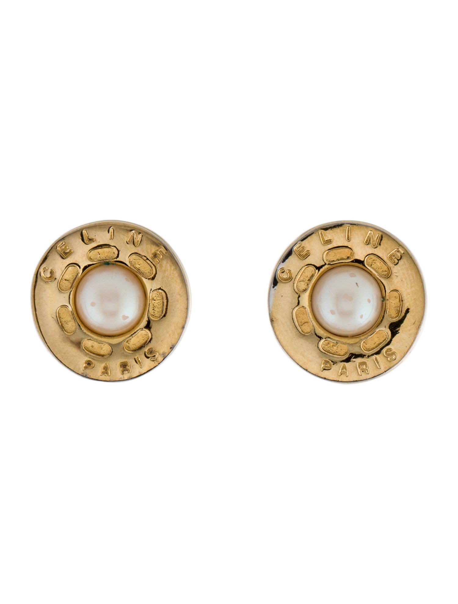 Celine Vintage Faux Pearl Clip-On Earrings