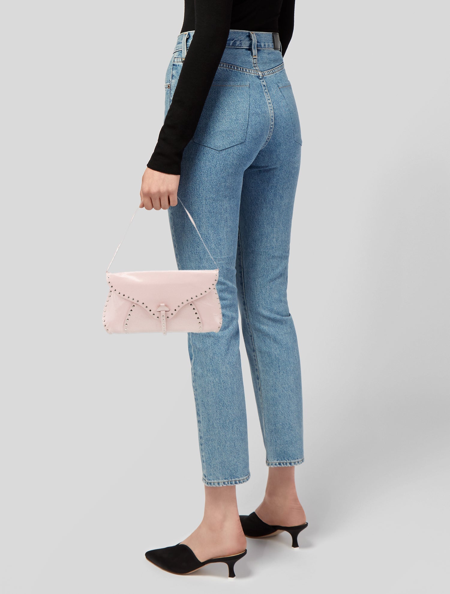 Celine Studded Leather Poulbot Shoulder Bag - Pink Shoulder Bags
