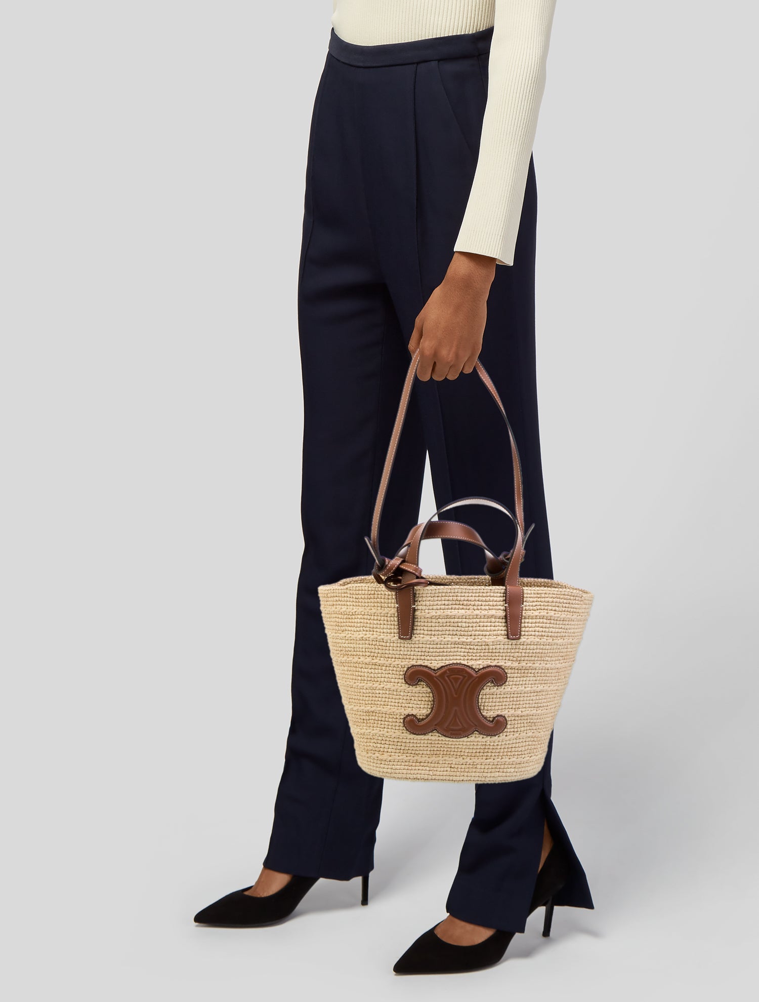 【関税込】TEEN SUPPLE CELINE CLASSIC PANIER TEEN SUPPLE CELINE CLASSIC PANIER IN Raffia and calfskin