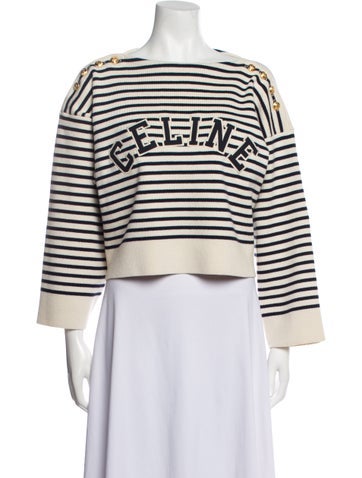 Celine Knitwear Striped Bateau Neckline Sweater XS