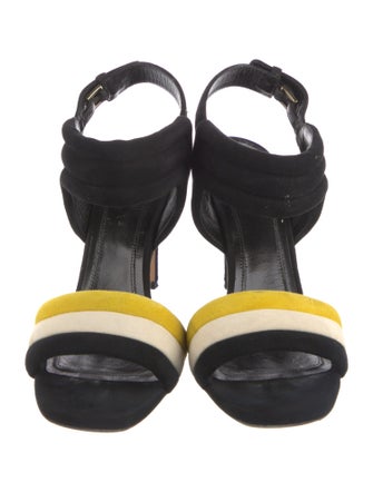 Celine Suede Colorblock Pattern Slingback Sandals