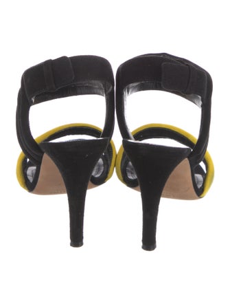 Celine Suede Colorblock Pattern Slingback Sandals