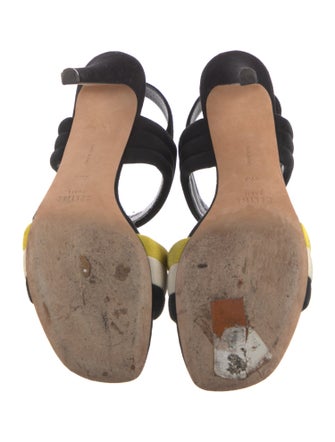 Celine Suede Colorblock Pattern Slingback Sandals