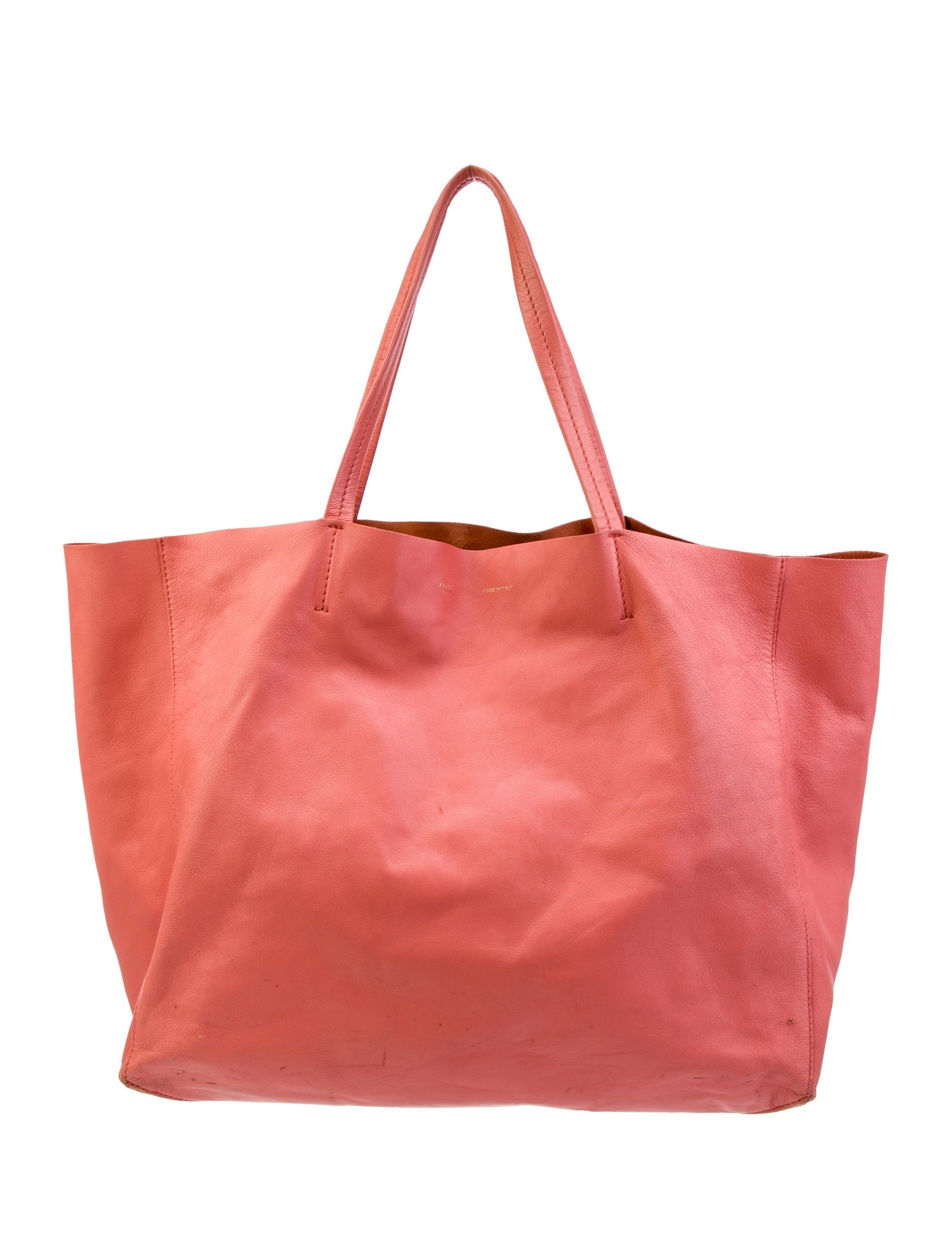 Celine Leather Horizontal Cabas Tote Bag - Pink Totes