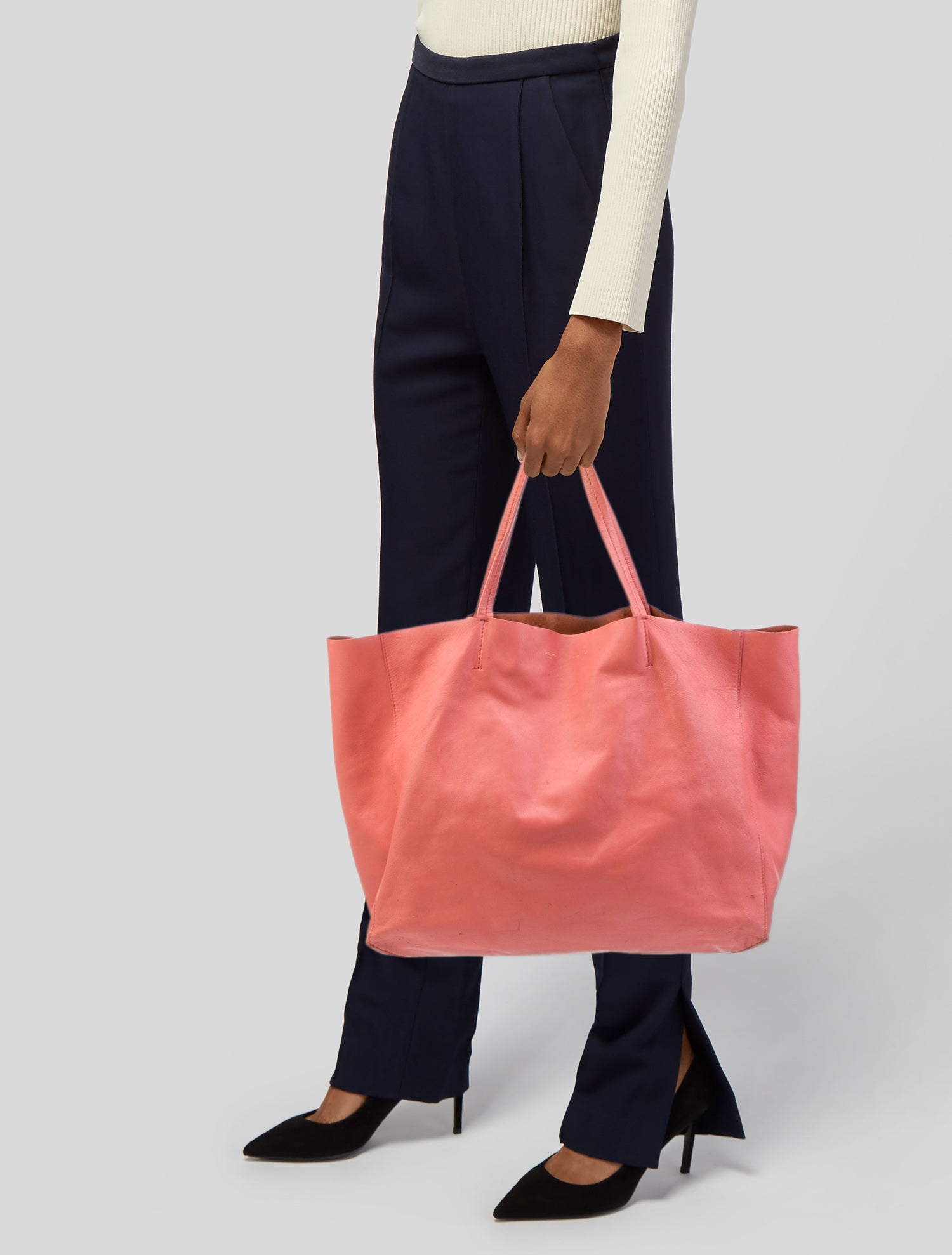 バッグ CELINE CABAS HORIZONTA LEATHER TOTE BAG Cabas horizotal leather crossbody bag Celine Black in