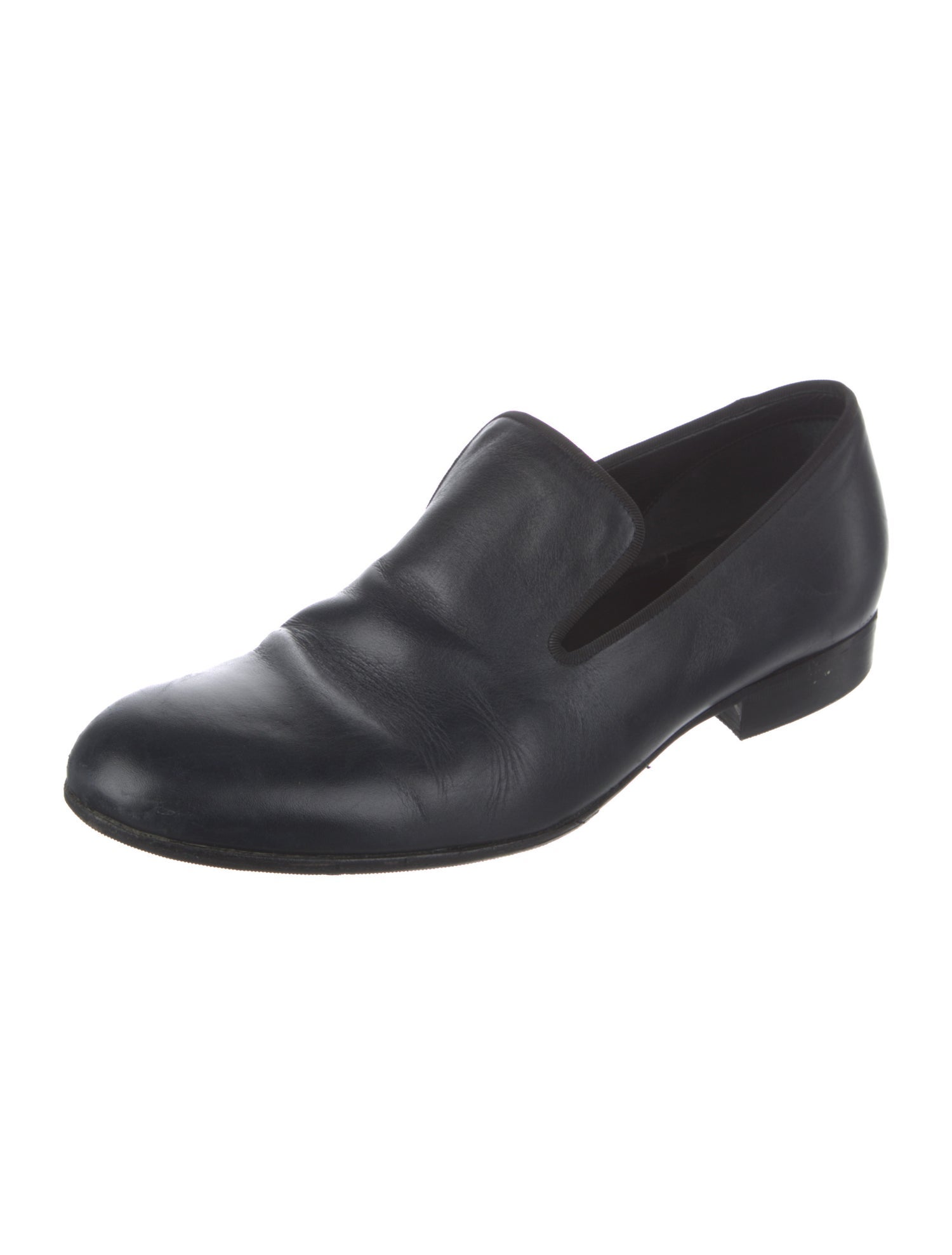 Celine Leather Grosgrain Trim Loafers