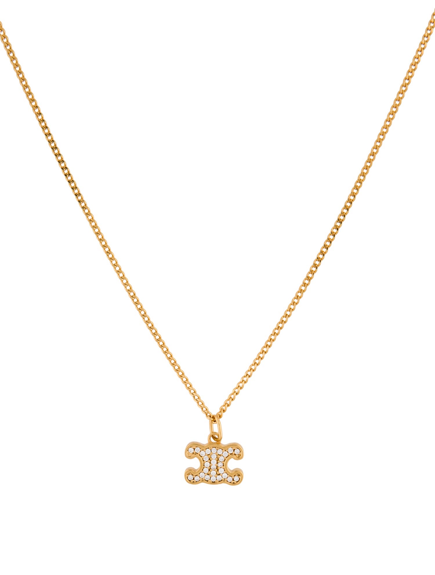 Saint Laurent Angel Pendant Necklace - Gold-Tone Metal