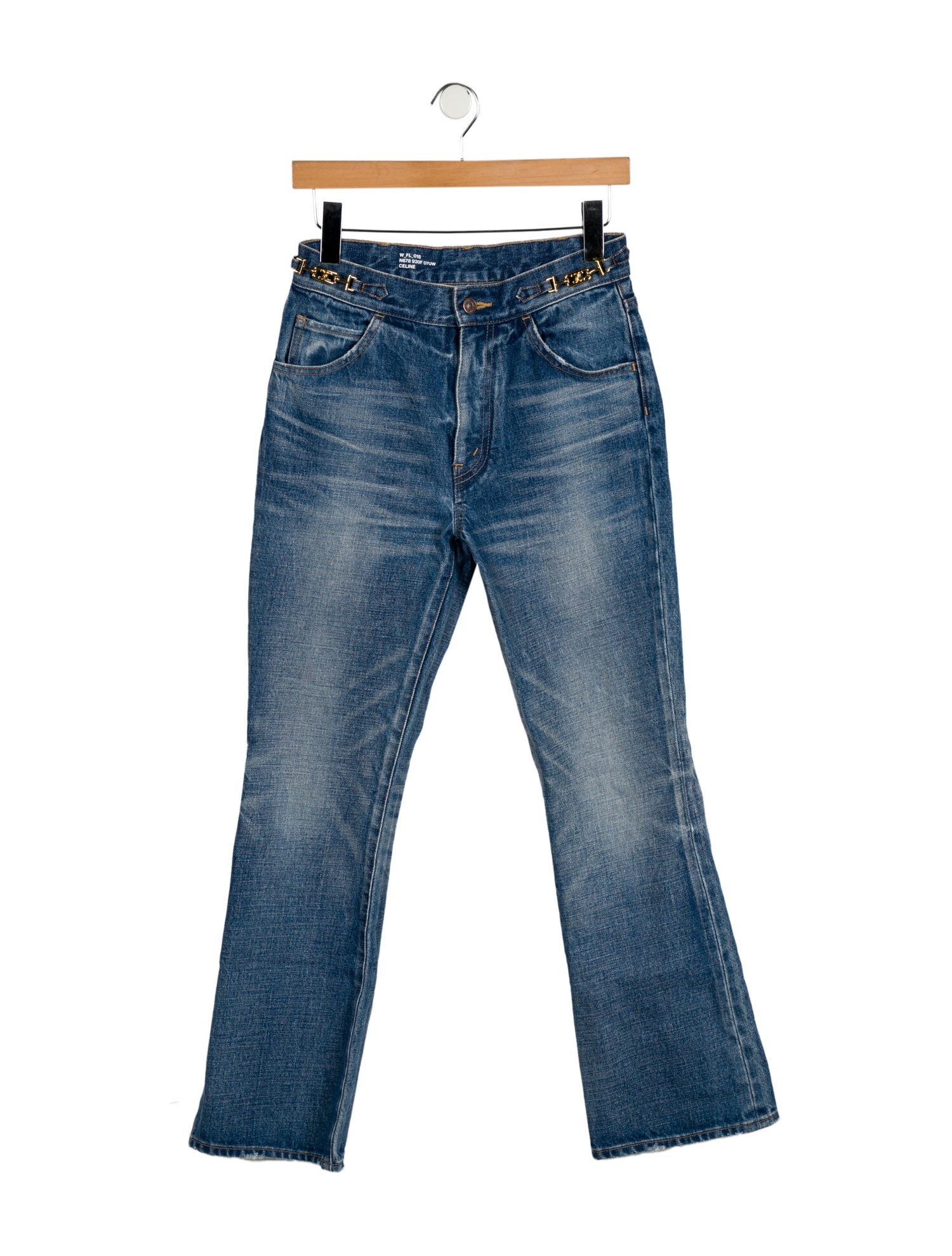 デニム・ジーパン CELINE DYLAN FLARED JEANS IN RIDER WASH DENIM CELINE flared surf jeans in summer dazed wash denim | REVERSIBLE