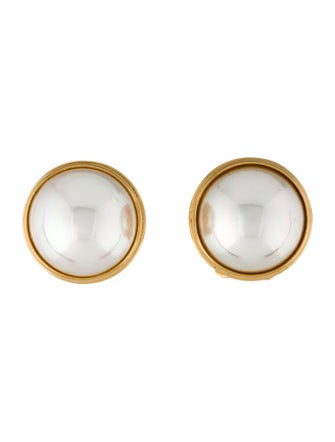 Celine Faux Pearl Clip-On Earrings