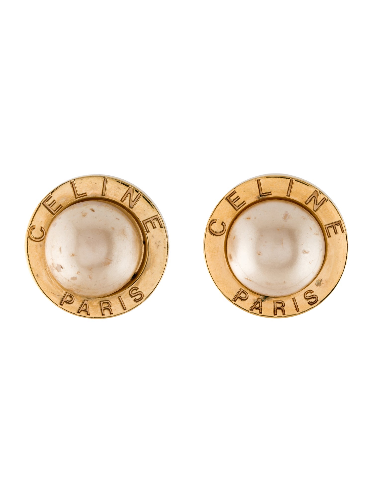 Celine Vintage Faux Pearl Clip On Earrings