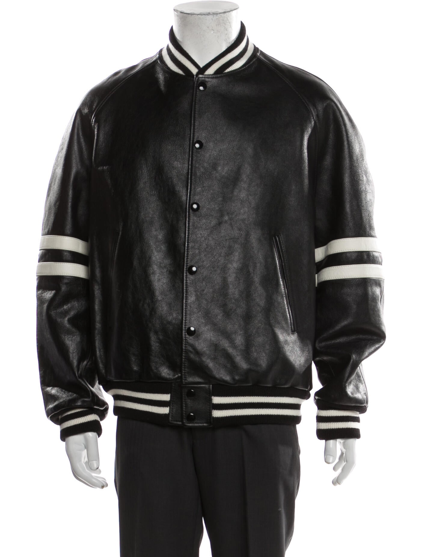 Celine Calfskin Striped Varsity Jacket