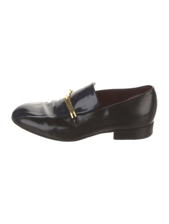 Celine Patent Leather Chain-Link Accents Loafers