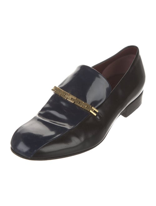 Celine Patent Leather Chain-Link Accents Loafers