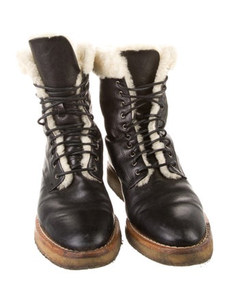 Celine Leather Colorblock Pattern Hiking Boots