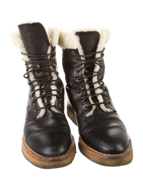 Celine Leather Colorblock Pattern Hiking Boots